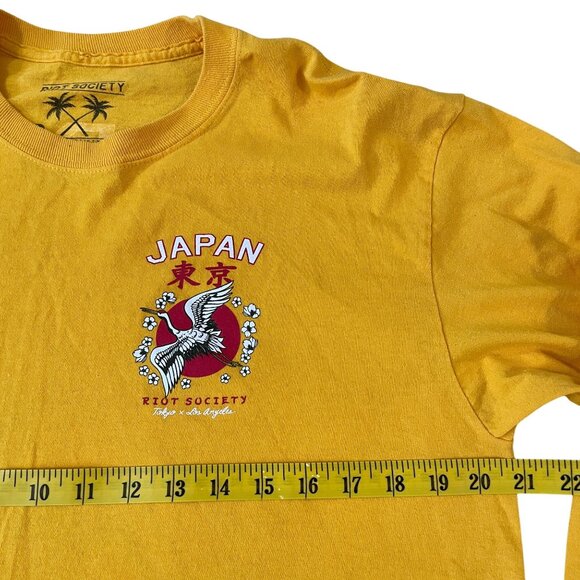 Riot Society Men's Bird Graphic Long Sleeve Tee Japan Design Yellow Cotton Large - Picture 3 of 5